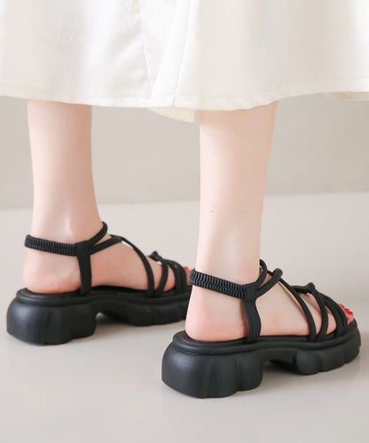 レザー調 パール バックストラップ付き 厚底 サンダル