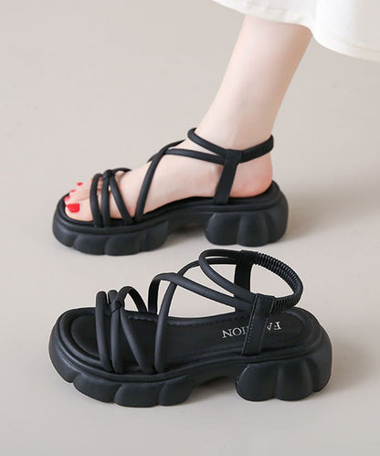 レザー調 チューブ クロス ストラップ 厚底 サンダル