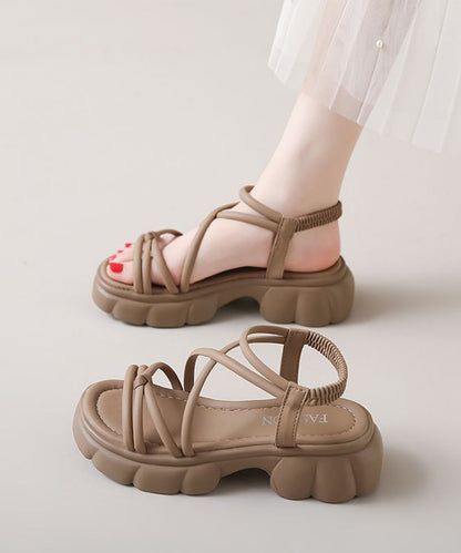 レザー調 チューブ クロス ストラップ 厚底 サンダル