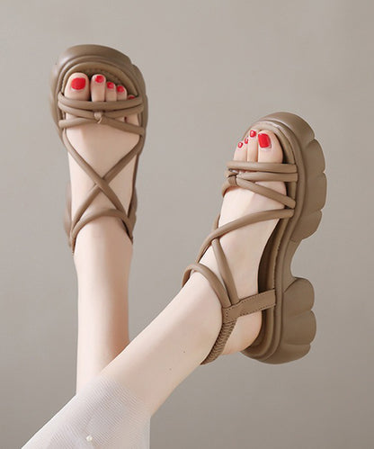 レザー調 チューブ クロス ストラップ 厚底 サンダル