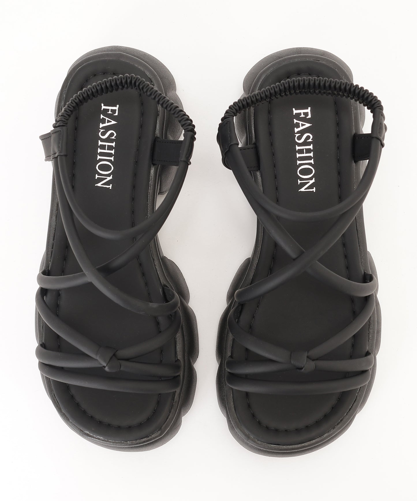 レザー調 パール バックストラップ付き 厚底 サンダル