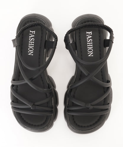 レザー調 パール バックストラップ付き 厚底 サンダル