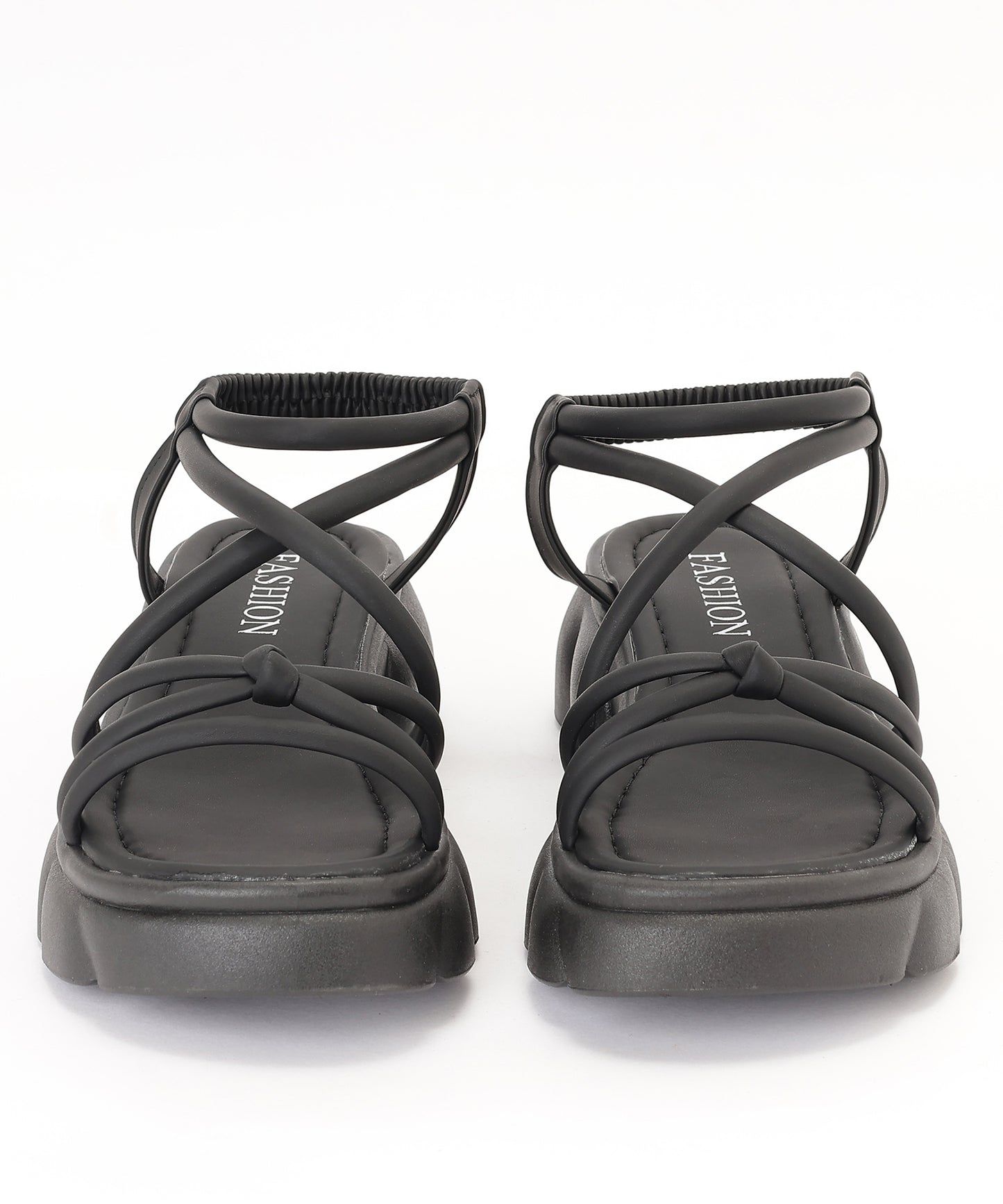 レザー調 パール バックストラップ付き 厚底 サンダル