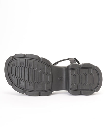 レザー調 パール バックストラップ付き 厚底 サンダル