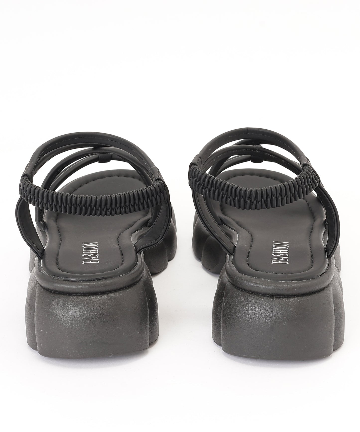 レザー調 チューブ クロス ストラップ 厚底 サンダル