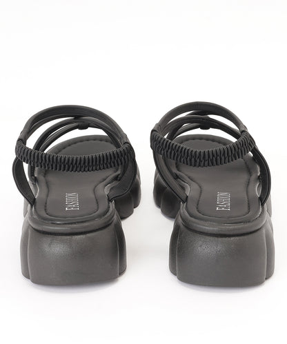 レザー調 パール バックストラップ付き 厚底 サンダル