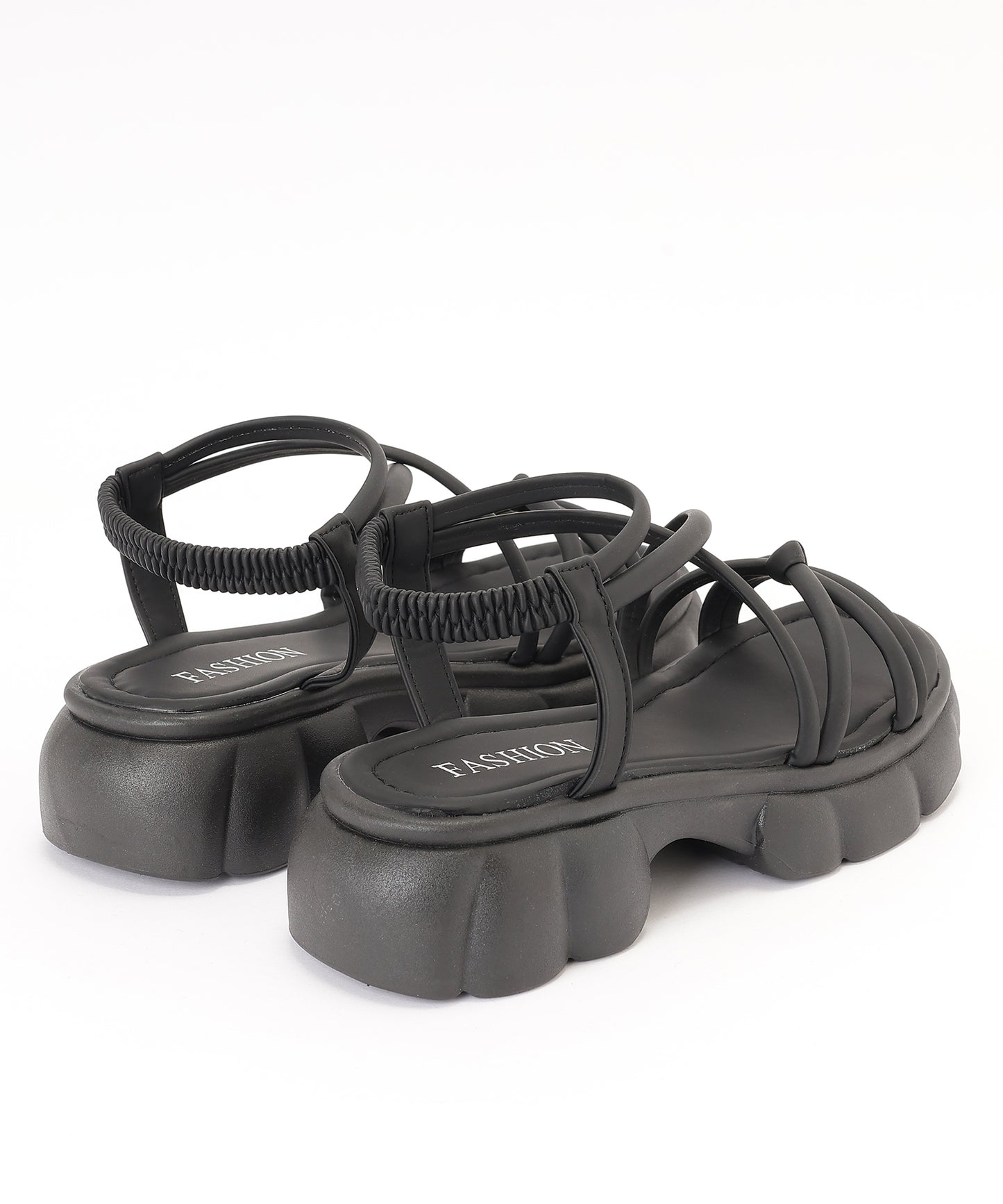 レザー調 パール バックストラップ付き 厚底 サンダル