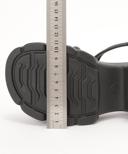 レザー調 チューブ クロス ストラップ 厚底 サンダル