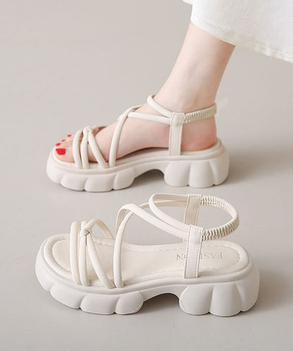 レザー調 パール バックストラップ付き 厚底 サンダル