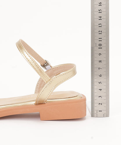 リボン メタリック スクエアトゥ バックストラップ付き サンダル