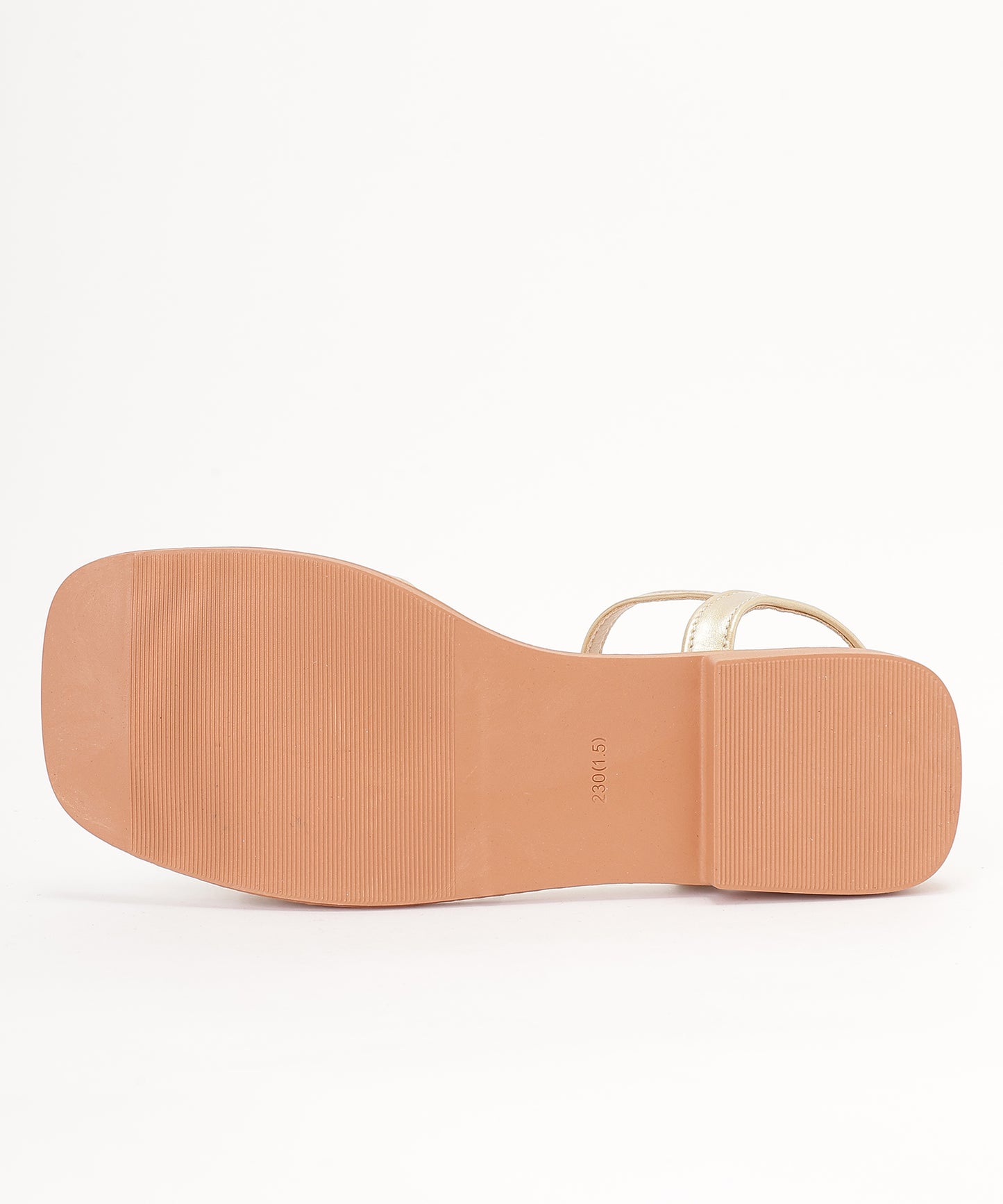 リボン メタリック スクエアトゥ バックストラップ付き サンダル