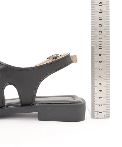 レザー調 クロス バックストラップ フラット サンダル