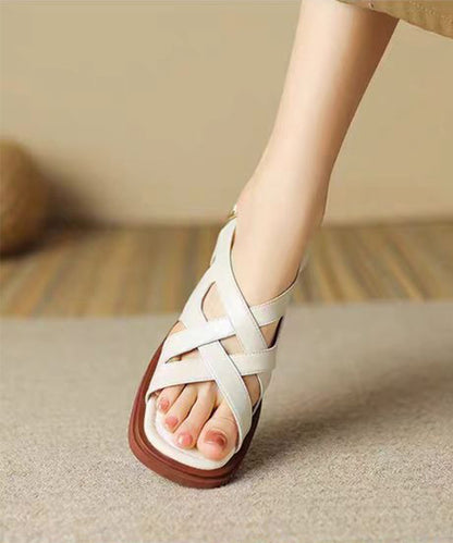 レザー調 クロス バックストラップ フラット サンダル