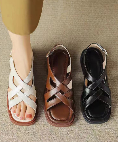 レザー調 クロス バックストラップ フラット サンダル