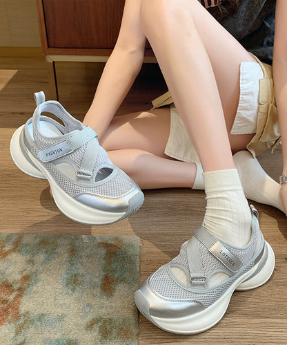 メッシュ ベルト付き 厚底 スニーカー サンダル