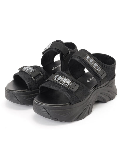 厚底 ラメ ベルクロ スポーツ サンダル