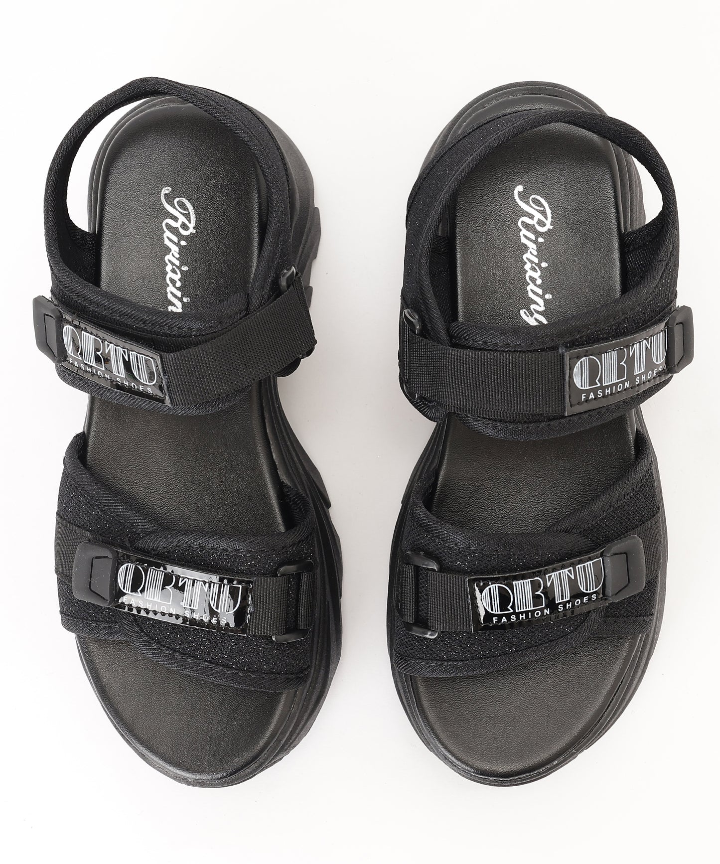 厚底 ラメ ベルクロ スポーツ サンダル