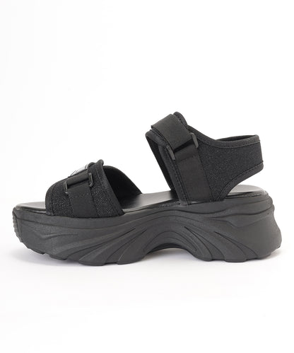 厚底 ラメ ベルクロ スポーツ サンダル