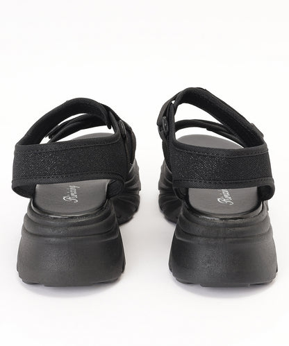 厚底 ラメ ベルクロ スポーツ サンダル