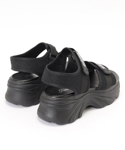 厚底 ラメ ベルクロ スポーツ サンダル