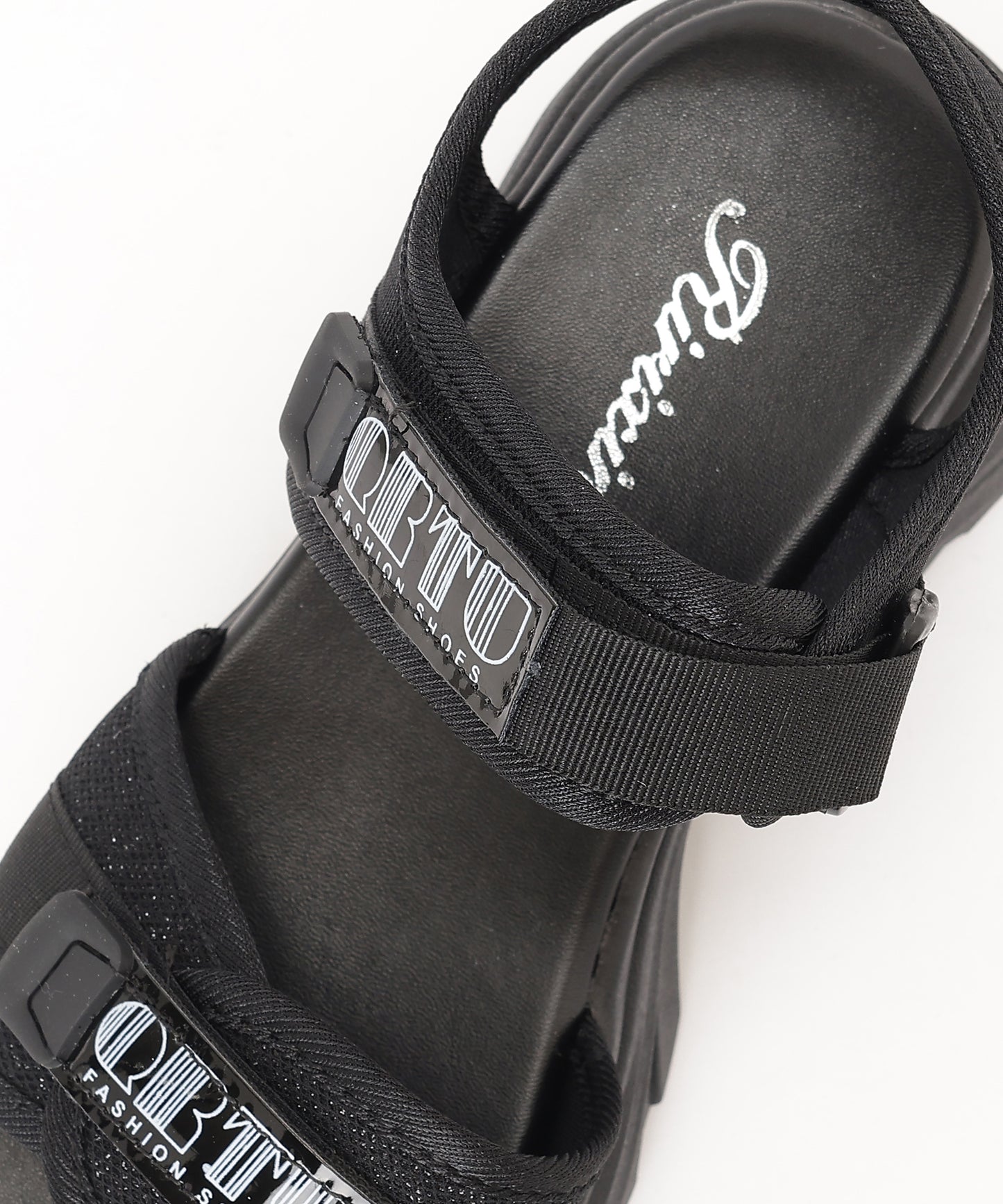 厚底 ラメ ベルクロ スポーツ サンダル