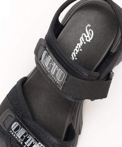 厚底 ラメ ベルクロ スポーツ サンダル