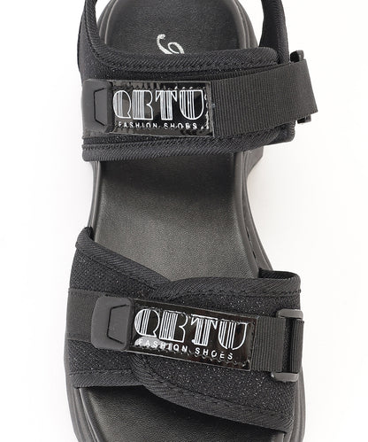 厚底 ラメ ベルクロ スポーツ サンダル