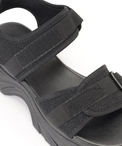 厚底 ラメ ベルクロ スポーツ サンダル