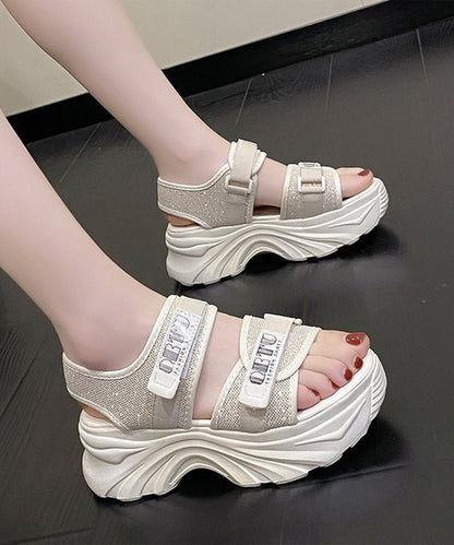 厚底 ラメ ベルクロ スポーツ サンダル