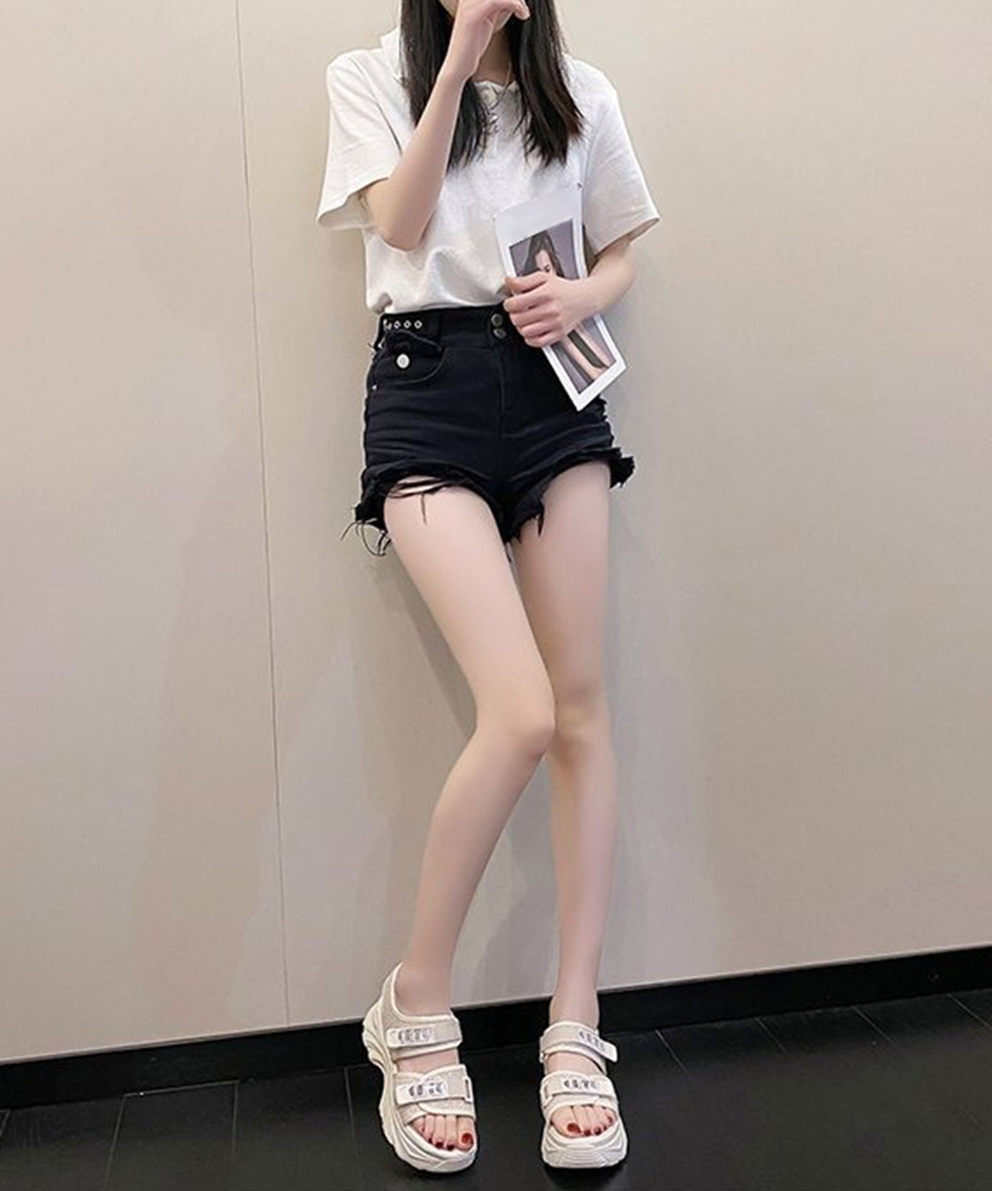 厚底 ラメ ベルクロ スポーツ サンダル