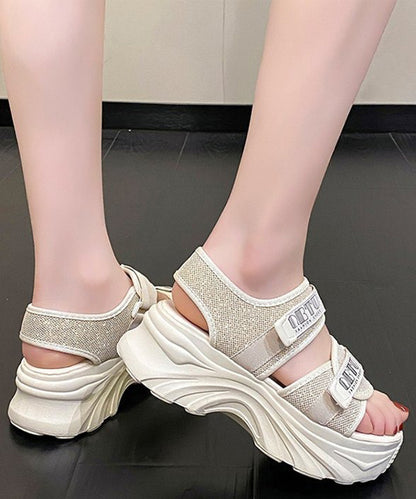 厚底 ラメ ベルクロ スポーツ サンダル