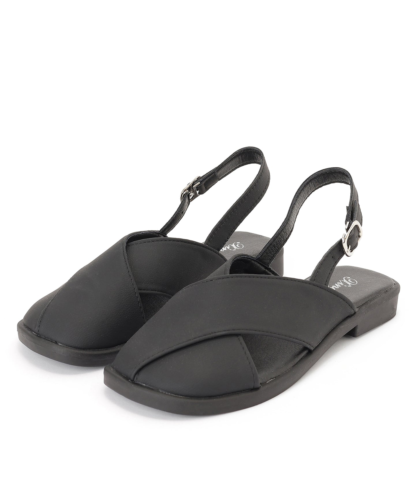 レザー調 クロス バックストラップ フラット サンダル