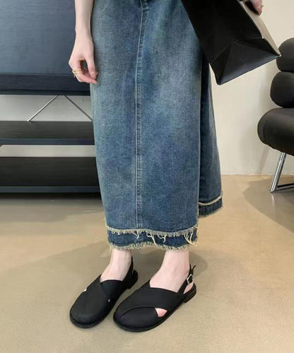 レザー調 クロス バックストラップ フラット サンダル