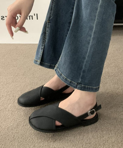 レザー調 クロス バックストラップ フラット サンダル