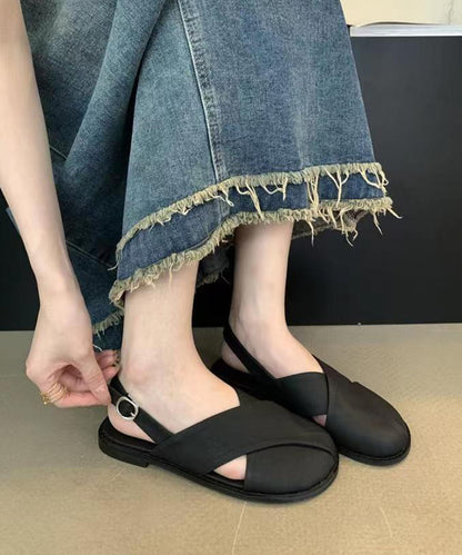 レザー調 クロス バックストラップ フラット サンダル