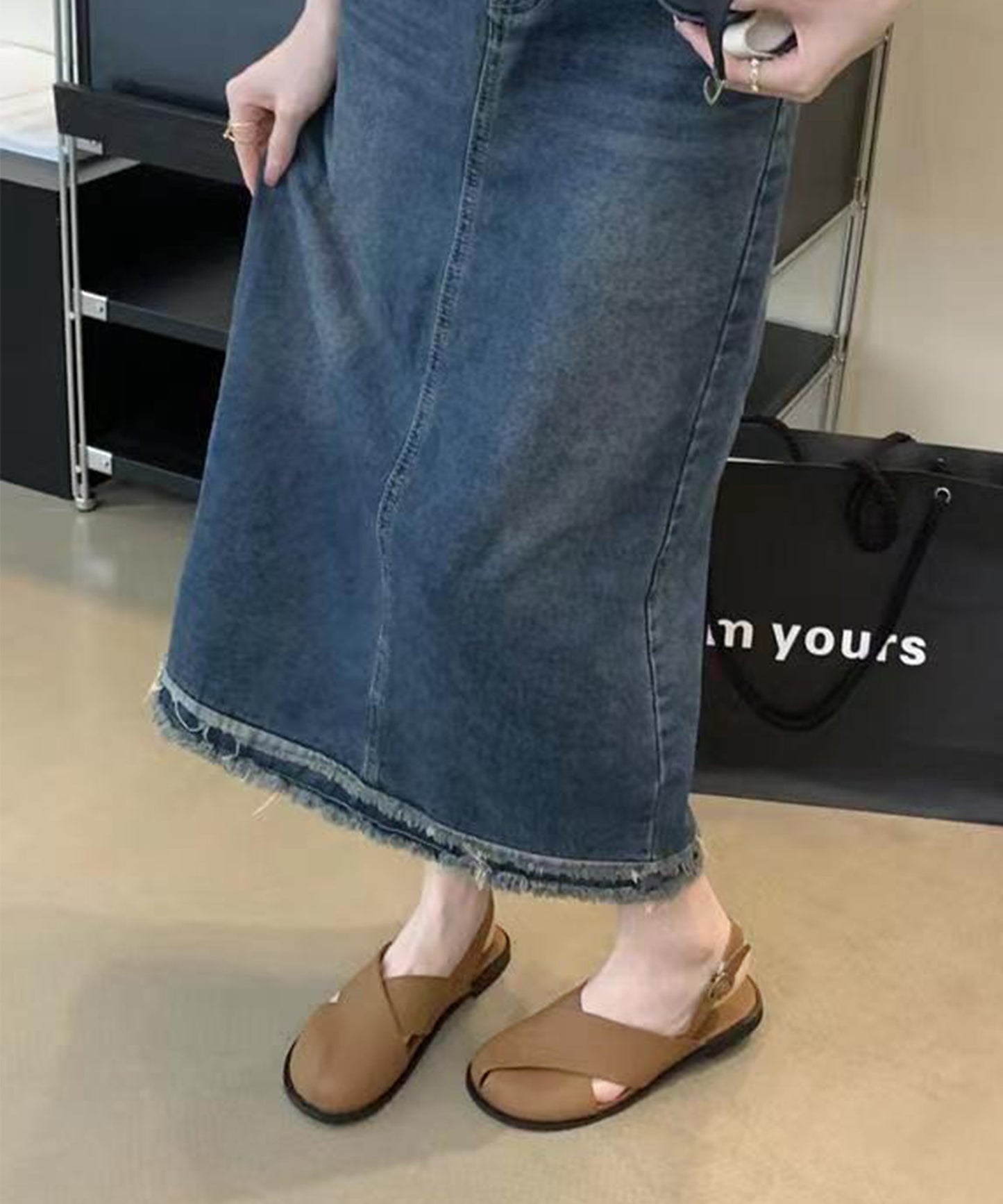 レザー調 クロス バックストラップ フラット サンダル