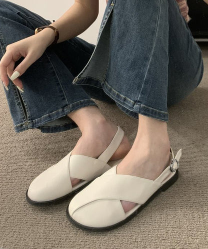 レザー調 クロス バックストラップ フラット サンダル