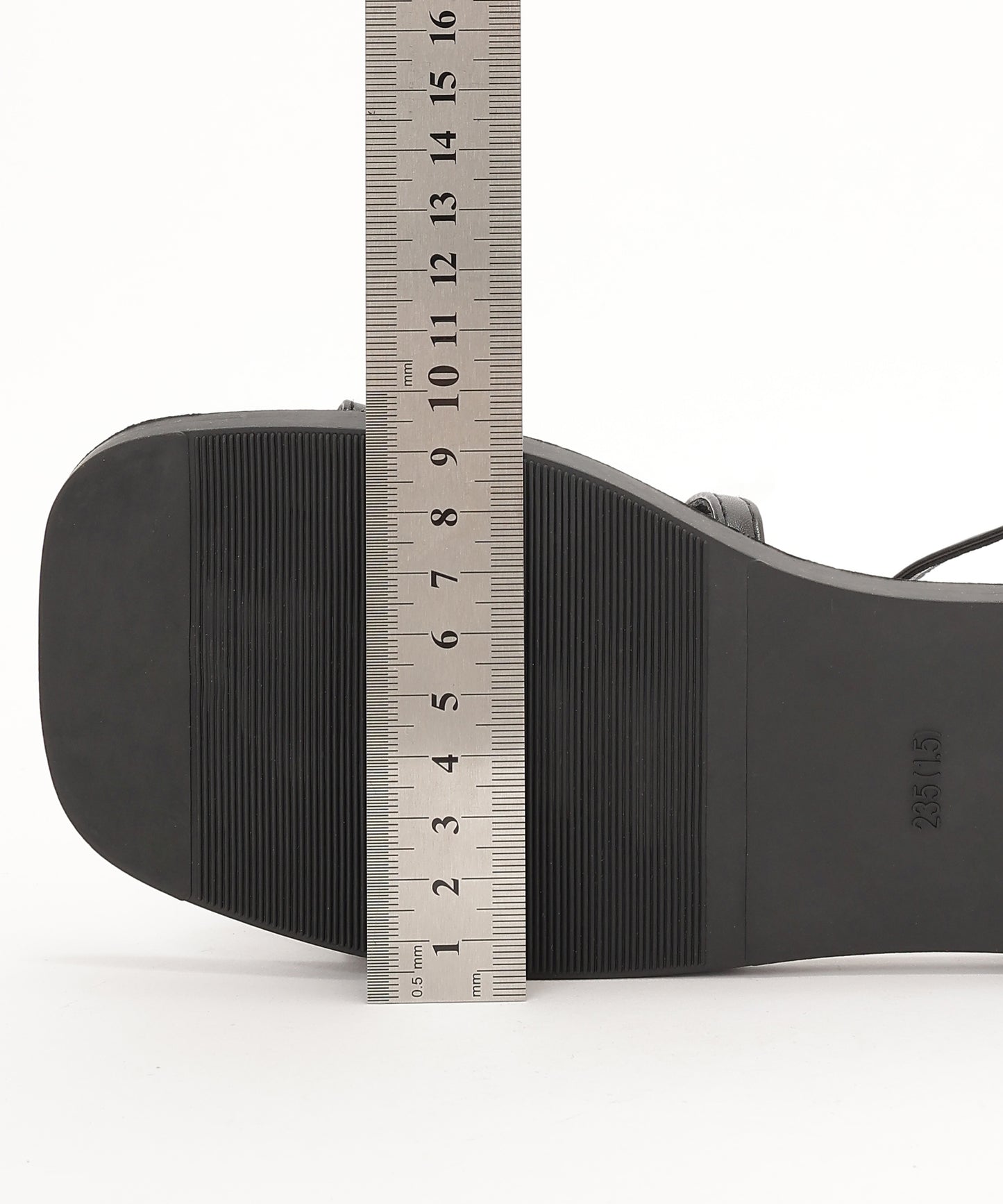 レザー調 ハート ビジュー ストラップ フラット サンダル