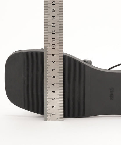 レザー調 ハート ビジュー ストラップ フラット サンダル