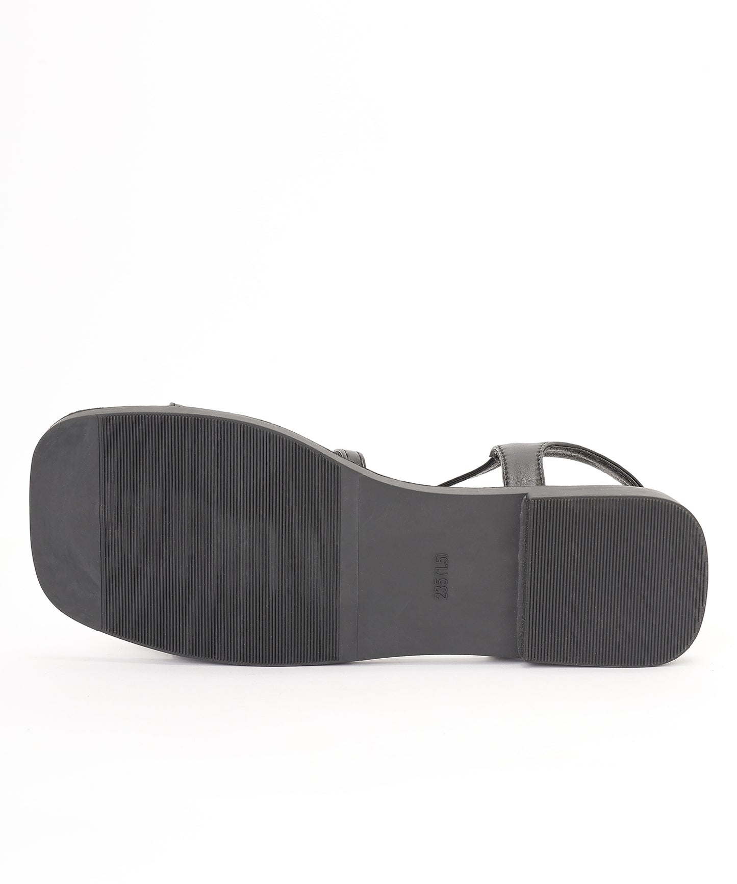 レザー調 ハート ビジュー ストラップ フラット サンダル