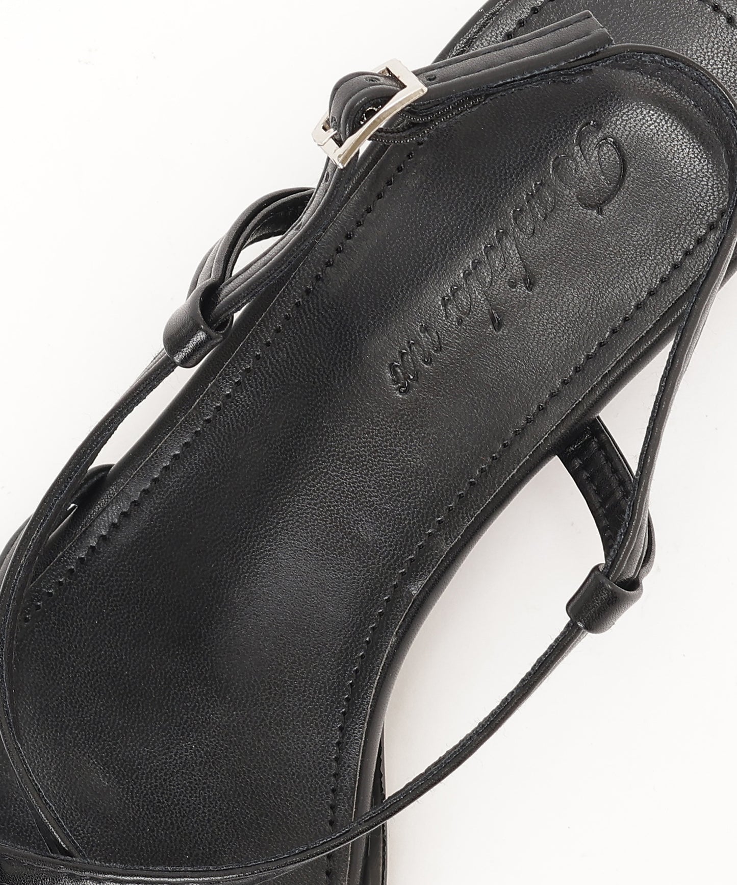 レザー調 メタルモチーフ クロスストラップ 親指トング サンダル