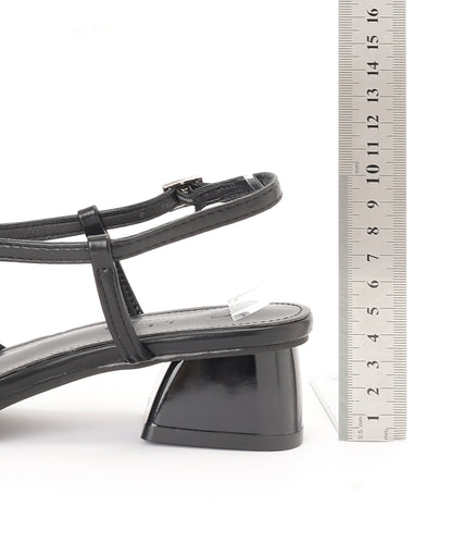 レザー調 メタルモチーフ クロスストラップ 親指トング サンダル