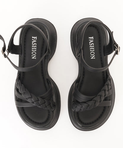 編み込み クロス ストラップ 厚底 サンダル