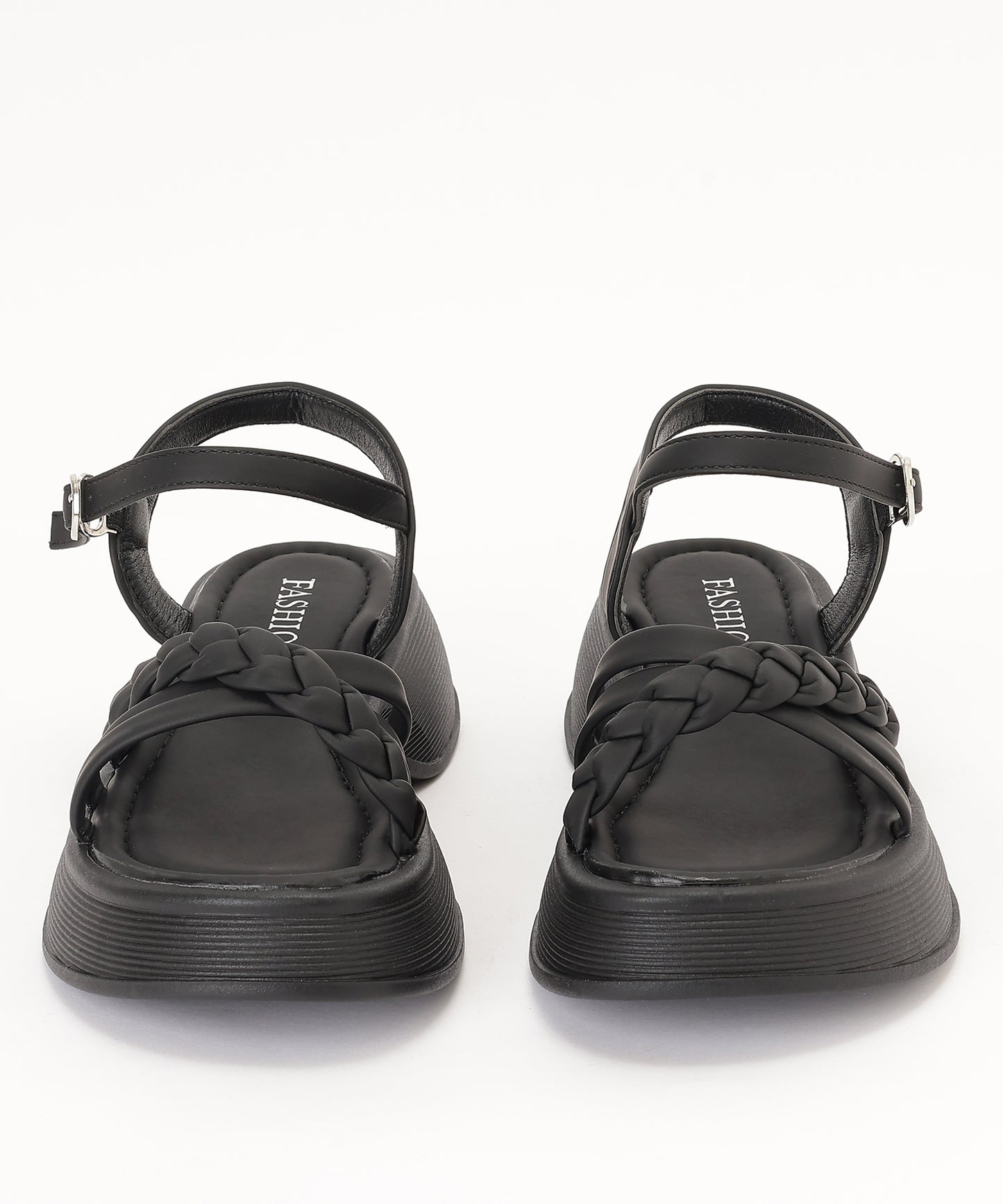 編み込み クロス ストラップ 厚底 サンダル