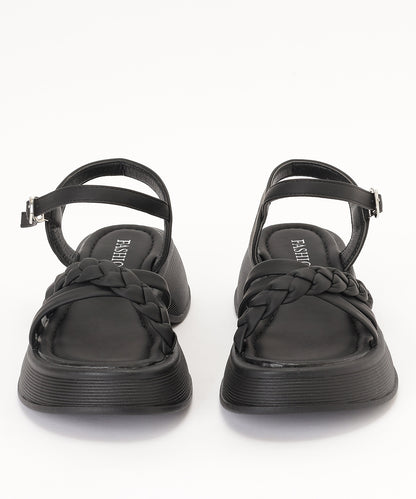 編み込み クロス ストラップ 厚底 サンダル