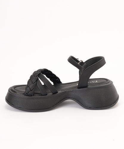 編み込み クロス ストラップ 厚底 サンダル