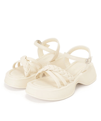 編み込み クロス ストラップ 厚底 サンダル