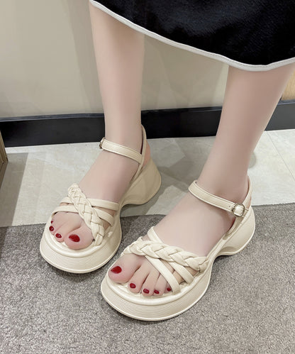 編み込み クロス ストラップ 厚底 サンダル