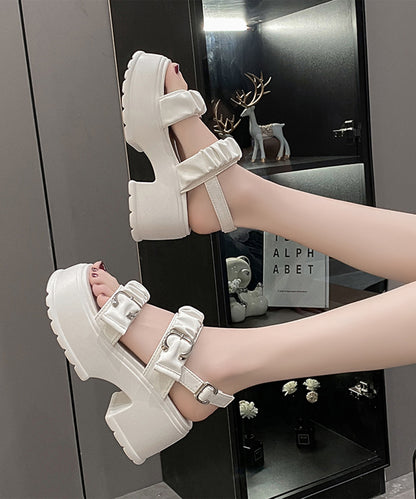 ギャザー ダブルベルト バックストラップ 厚底 サンダル