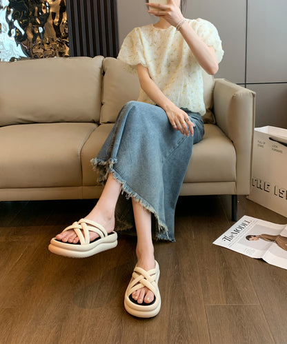 チューブ クロス ストラップ 厚底 スライド サンダル
